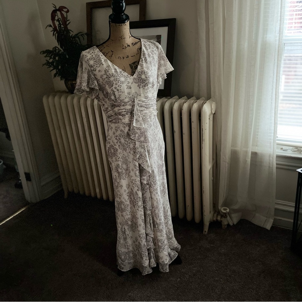 Adrianna Papell Lavender Floral Maxi Dress